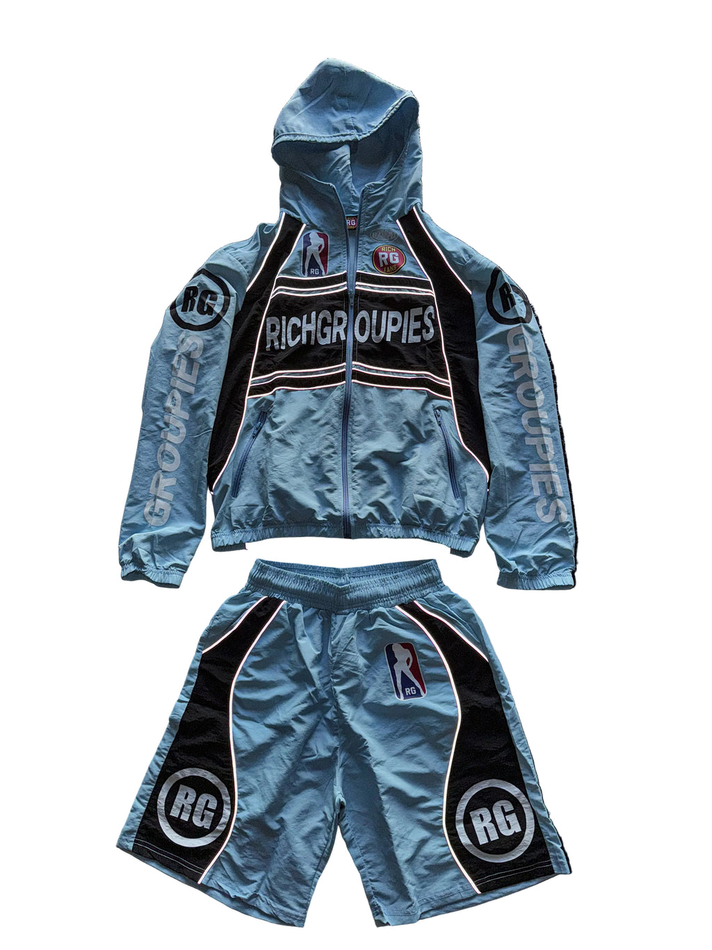 Raceway Windbreaker Shorts Set Unc Blue
