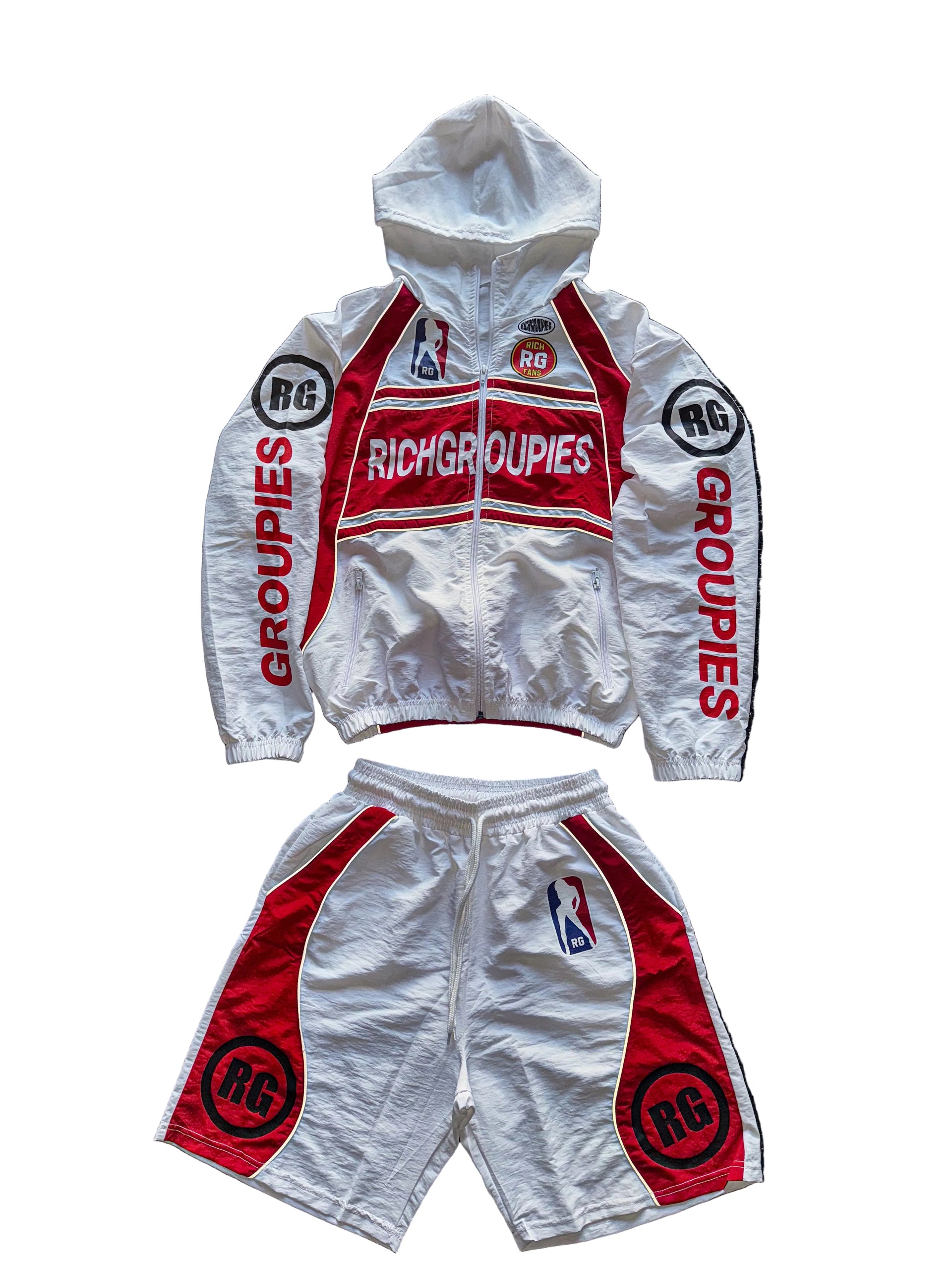 Raceway Windbreaker Shorts Set White