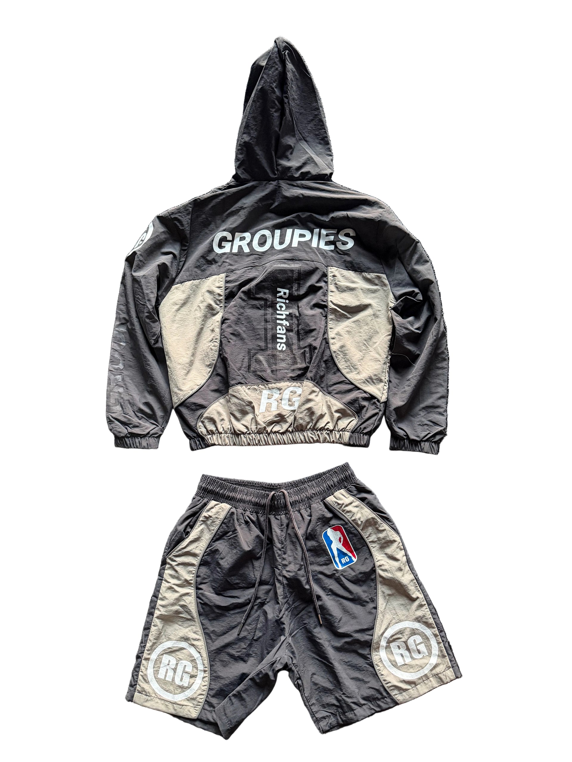 Raceway Windbreaker Shorts Set Gray