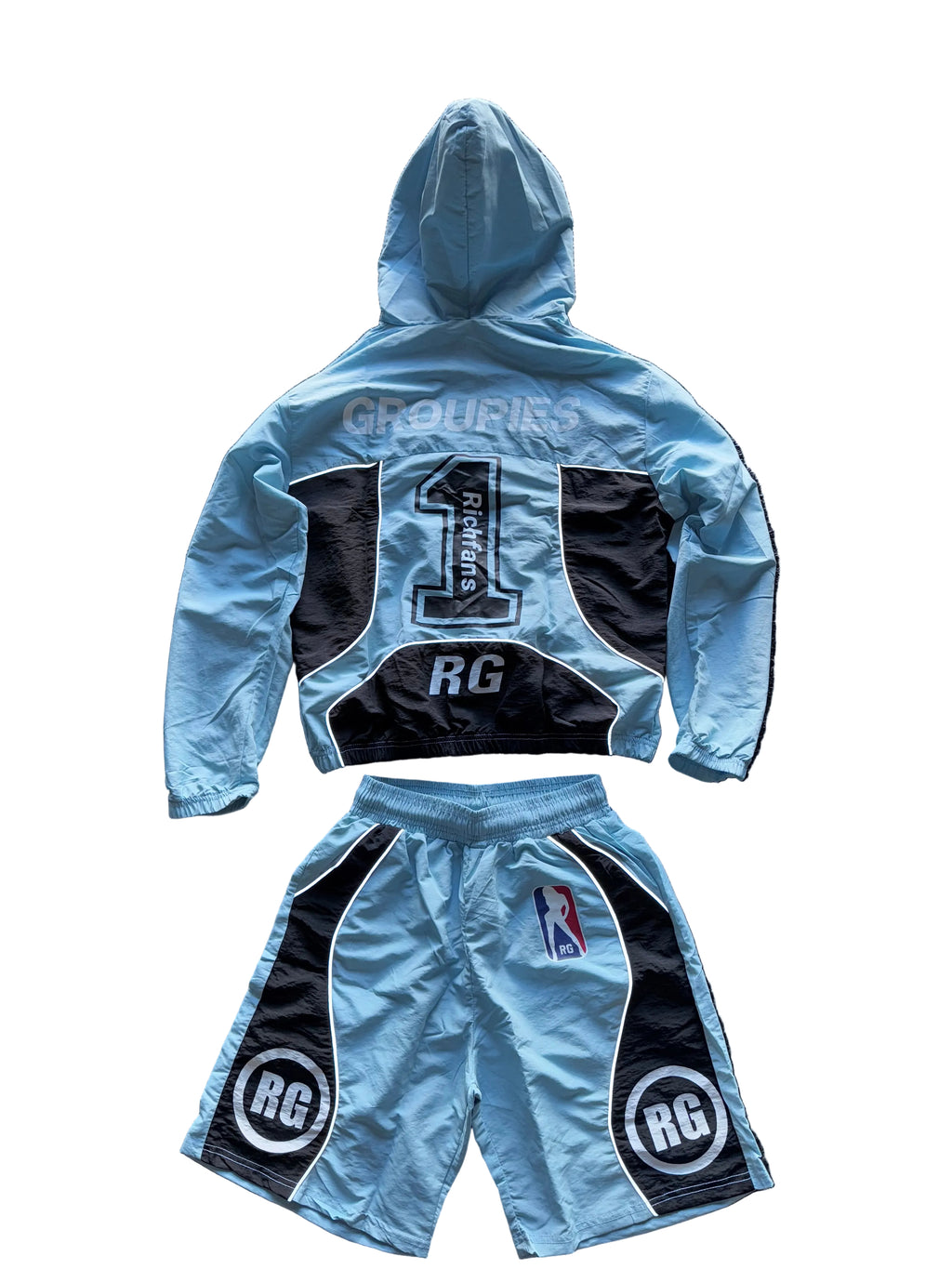 Raceway Windbreaker Shorts Set Unc Blue